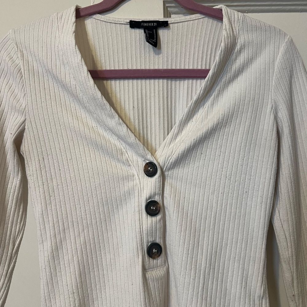White Ribbed Bodysuit - Picture 3 of 3